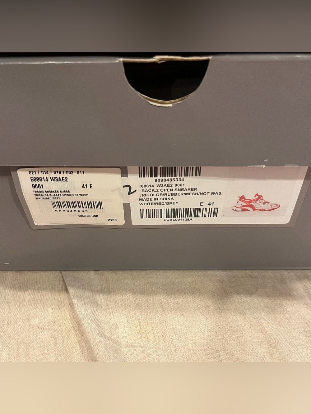 $1200 Balenciaga Track.2 Runners Sneaker, White Red Grey - Picture 14 of 14